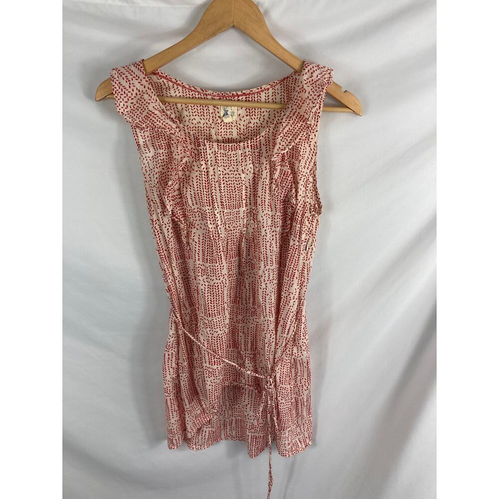 Anthropologie Edme & Esyllte Patterned Tie front Sleeveless Tunic Size 8